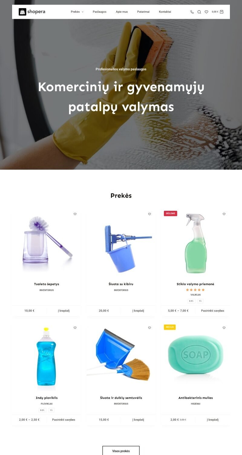 Švaros parduotuvės dizaino pavyzdys